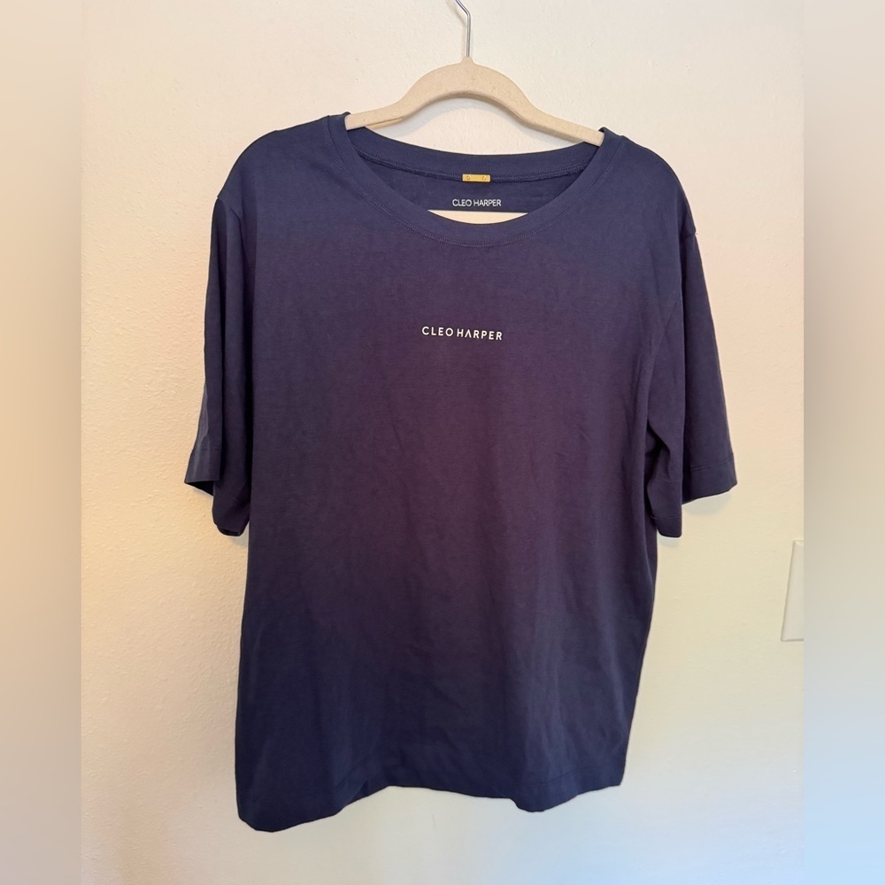 NEW Cleo Harper T Shirt Navy Logo Oversized Size Small NWOT
